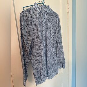 Bonobos 15 33 men’s white blue stripe Navy Floral Pattern Shirt